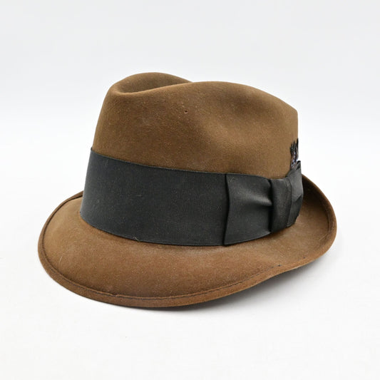 Wormser Royal Luxury Brown Felt Fedora Hat Size 7 1/8 - Vintage