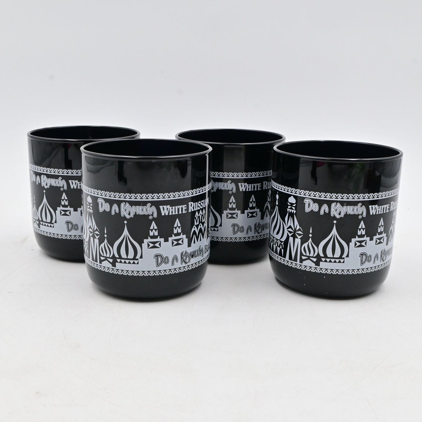 Black Kahlúa White & Black Russian Cocktail Glasses Cathedral Design Set Of 4