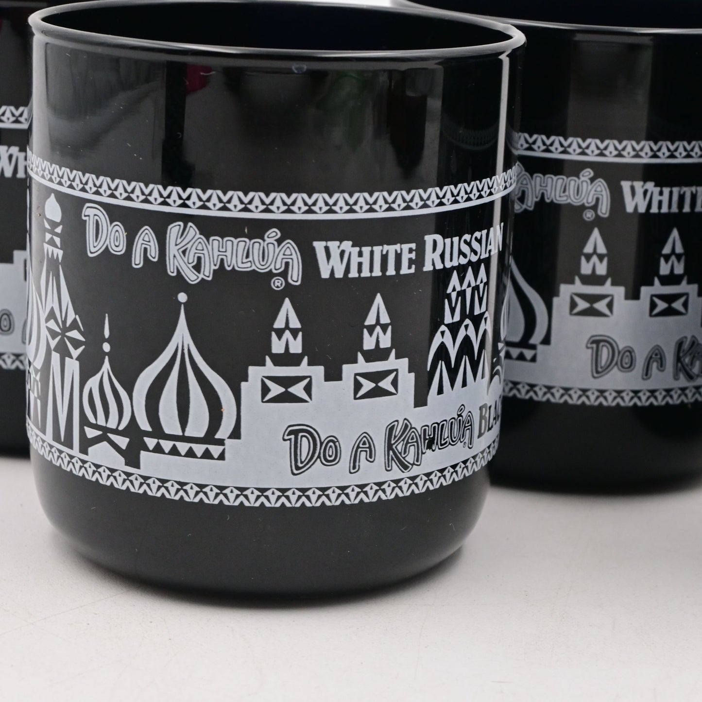Black Kahlúa White & Black Russian Cocktail Glasses Cathedral Design Set Of 4