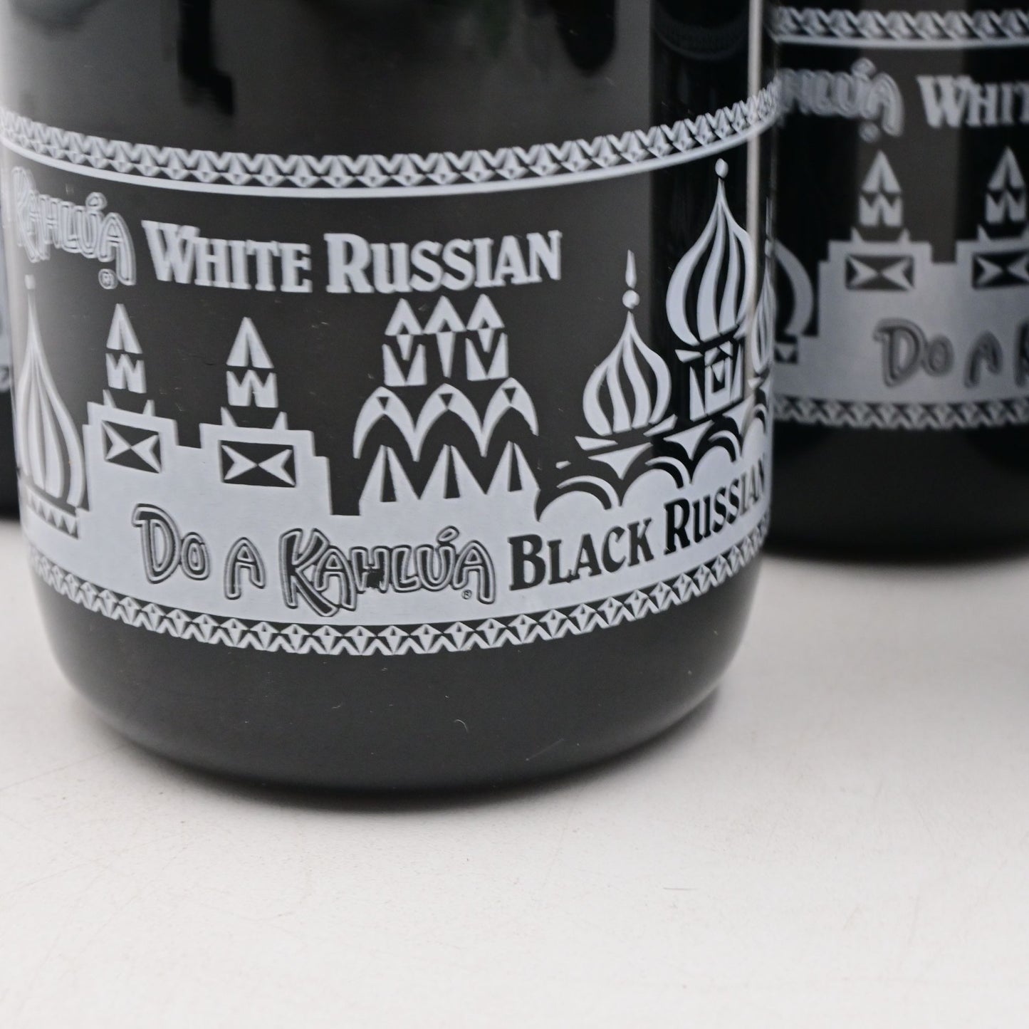 Black Kahlúa White & Black Russian Cocktail Glasses Cathedral Design Set Of 4