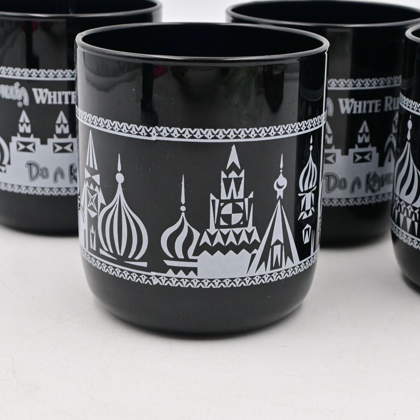 Black Kahlúa White & Black Russian Cocktail Glasses Cathedral Design Set Of 4