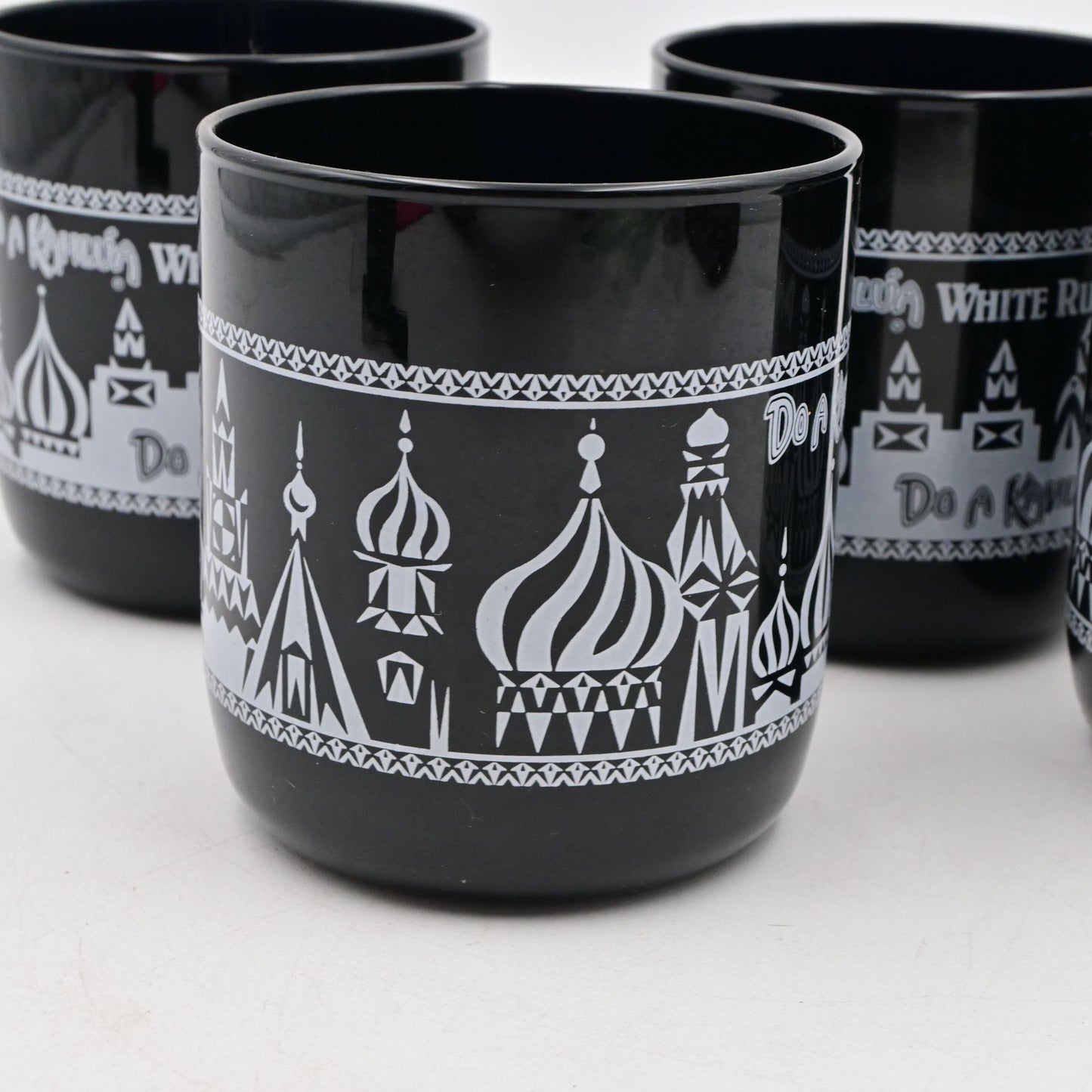 Black Kahlúa White & Black Russian Cocktail Glasses Cathedral Design Set Of 4