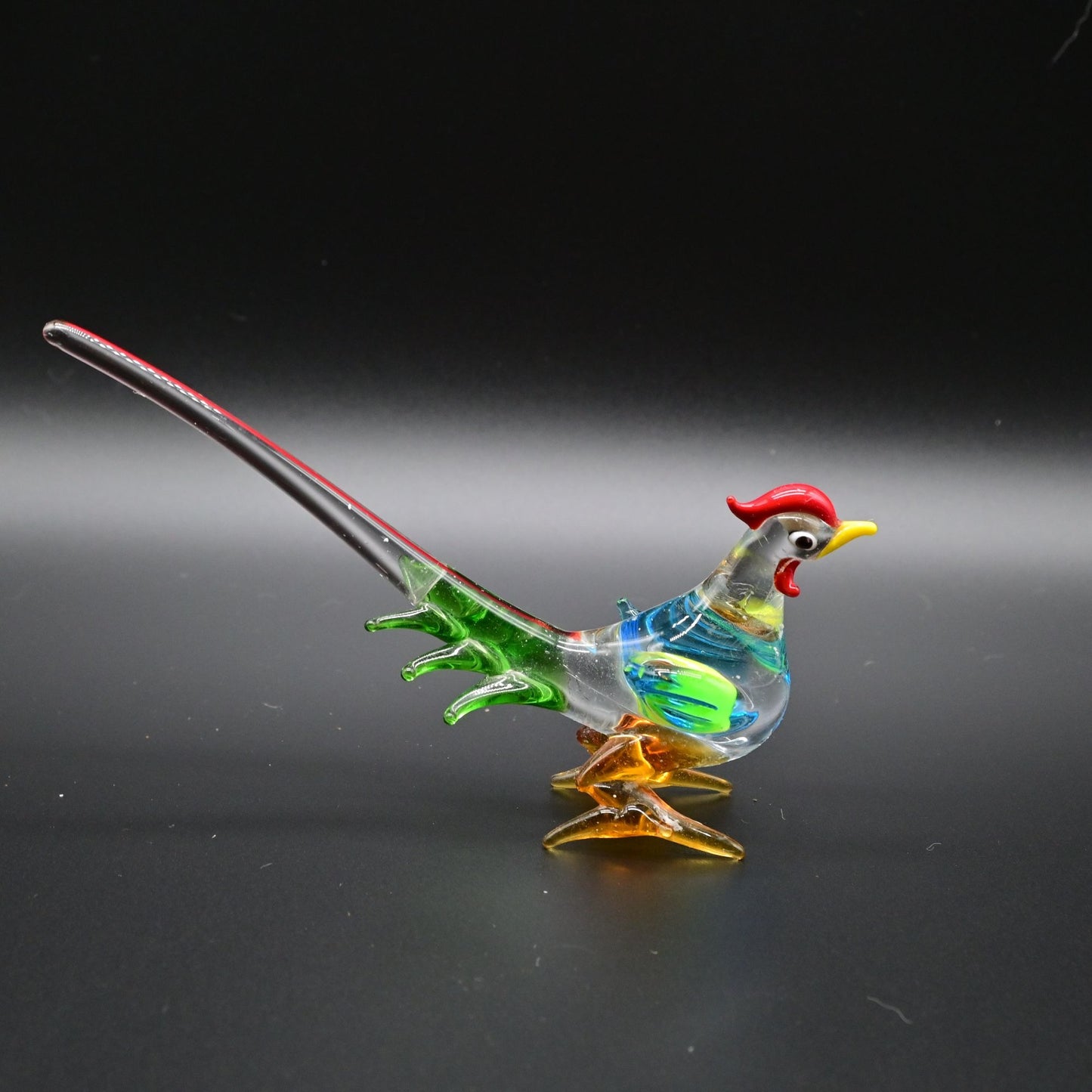 Hand Blown Glass Pheasant Figure