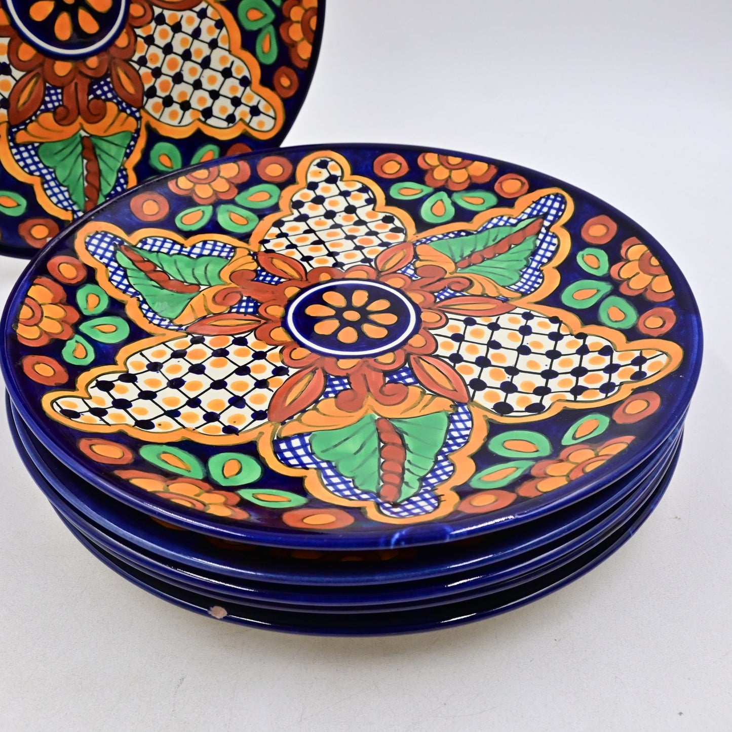 Mexican Talavera Pottery Dinner Plate Set Of 6 Signed JMB