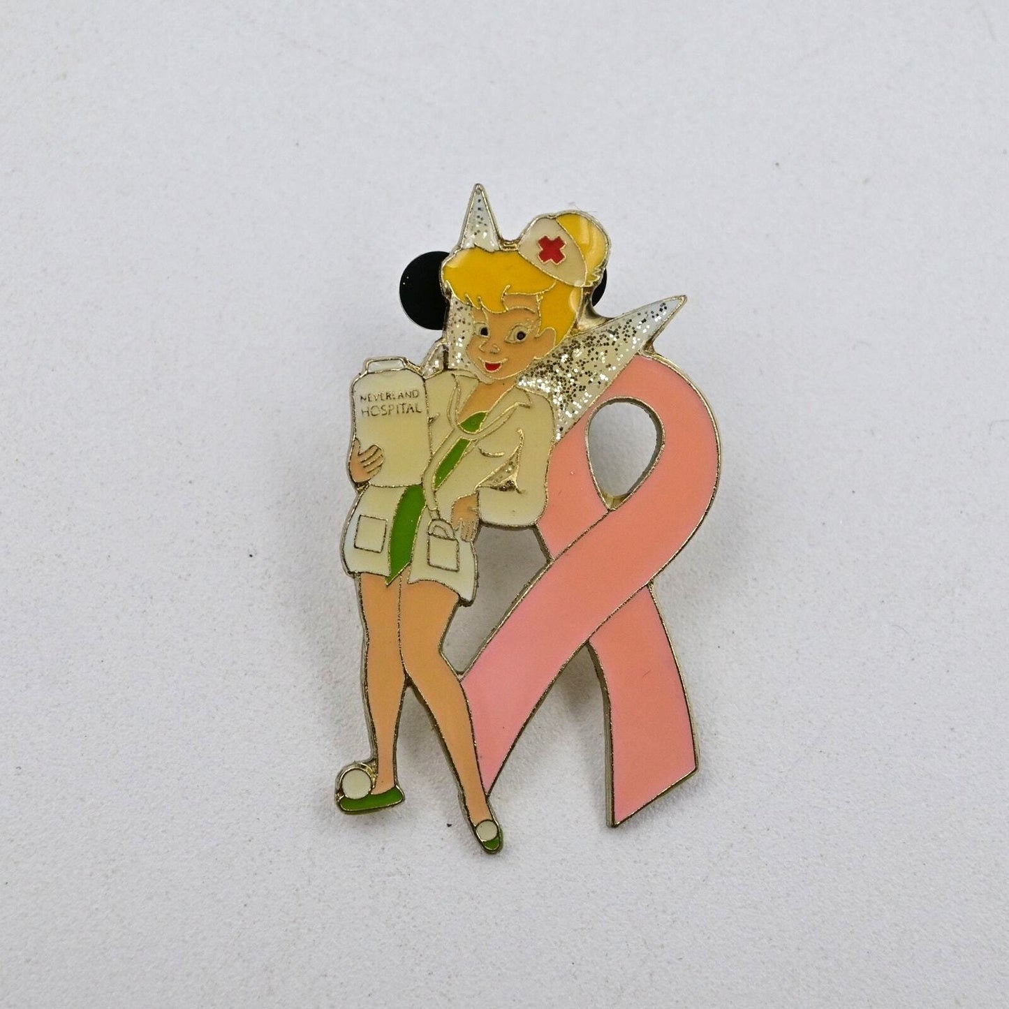 Disney Peter Pan Tinkerbell Breast Cancer Awareness Pink Ribbon Fantasy Pin