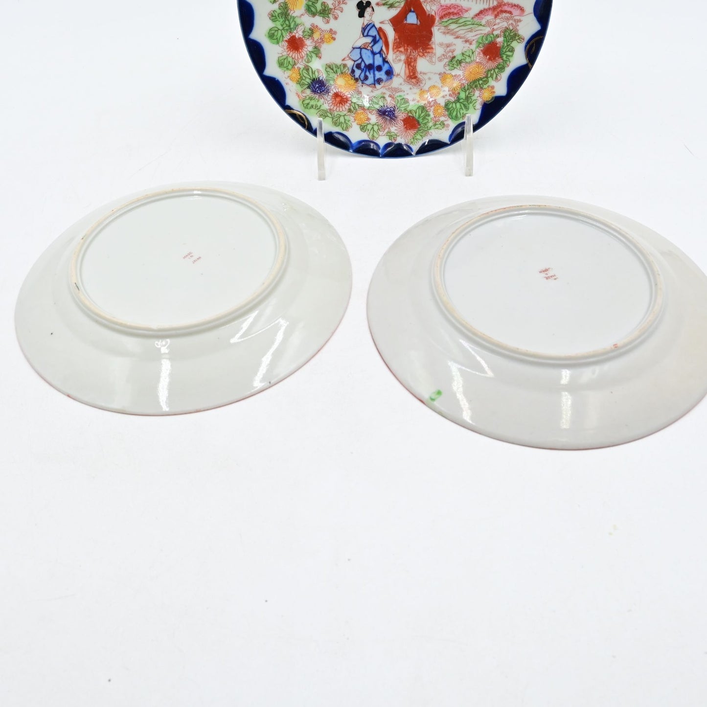 Geisha Girl Kutani ware Hand Painted Vintage Plate Japan Bundle Of 3