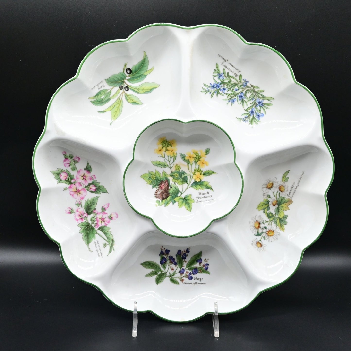 Vintage 1990 Royal Worcester Herbs Large Chip & Dip Platter