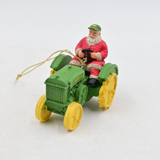 John Deere Santa Driving Tractor Christmas Ornament