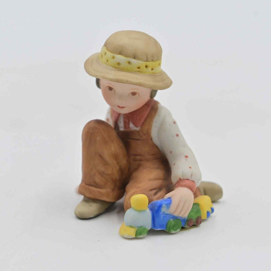 Vintage Holly Hobbie Boy Playing With Toy Train Figure