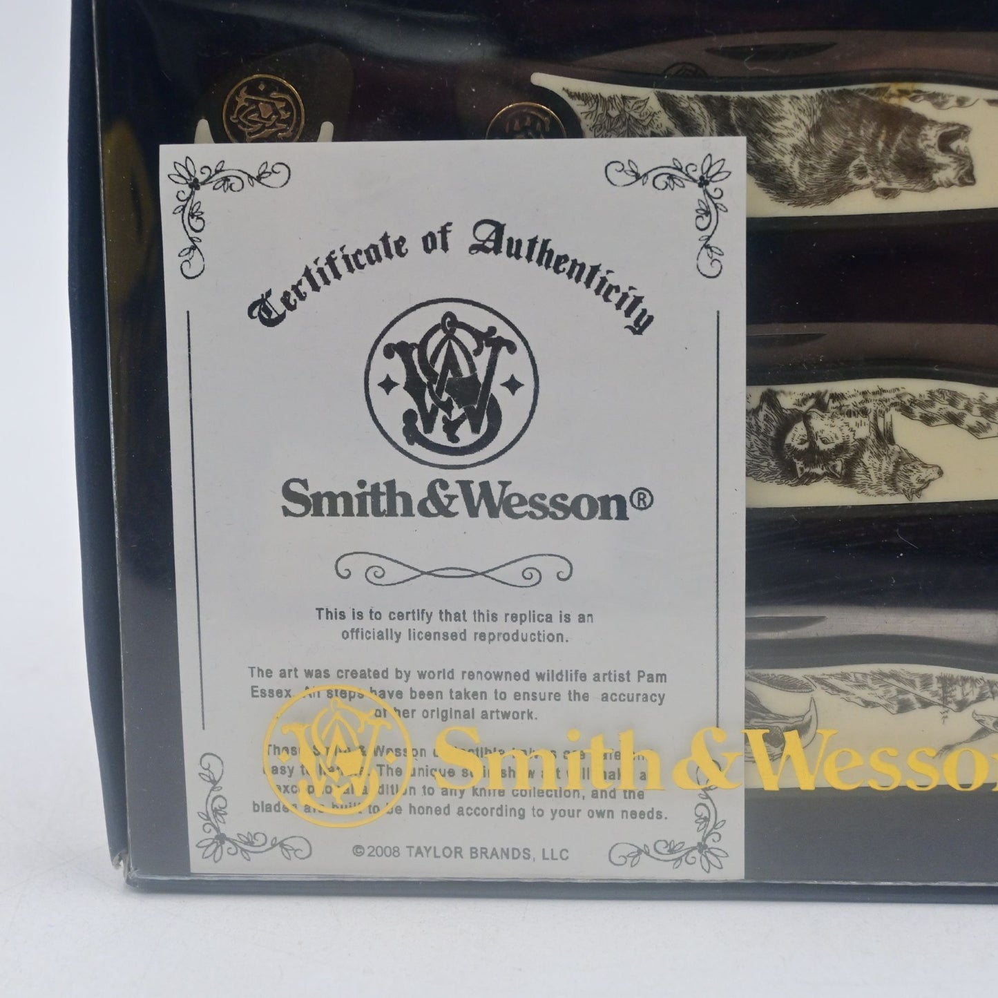 Smith & Wesson Wildlife Scrimshaw Set of 4 In Box W/ COA