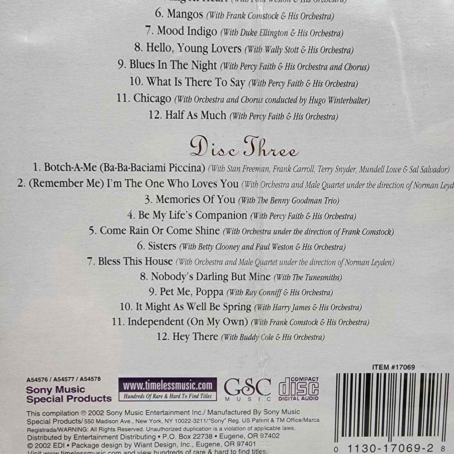 Rosemary Clooney 36 All Time Favorites 3 Disc Cd Set
