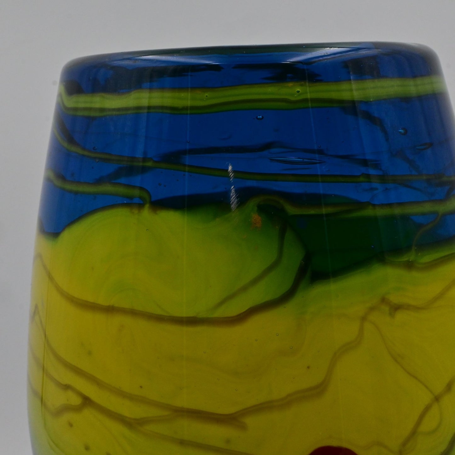 Handblown Glass Vase With Multicolor Swirl Design