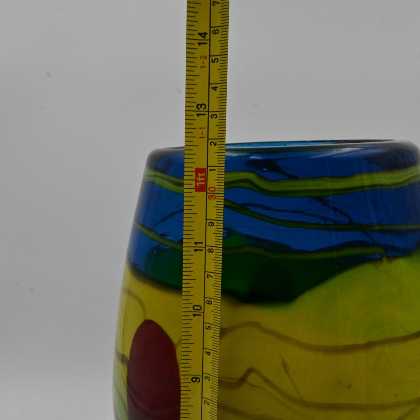 Handblown Glass Vase With Multicolor Swirl Design