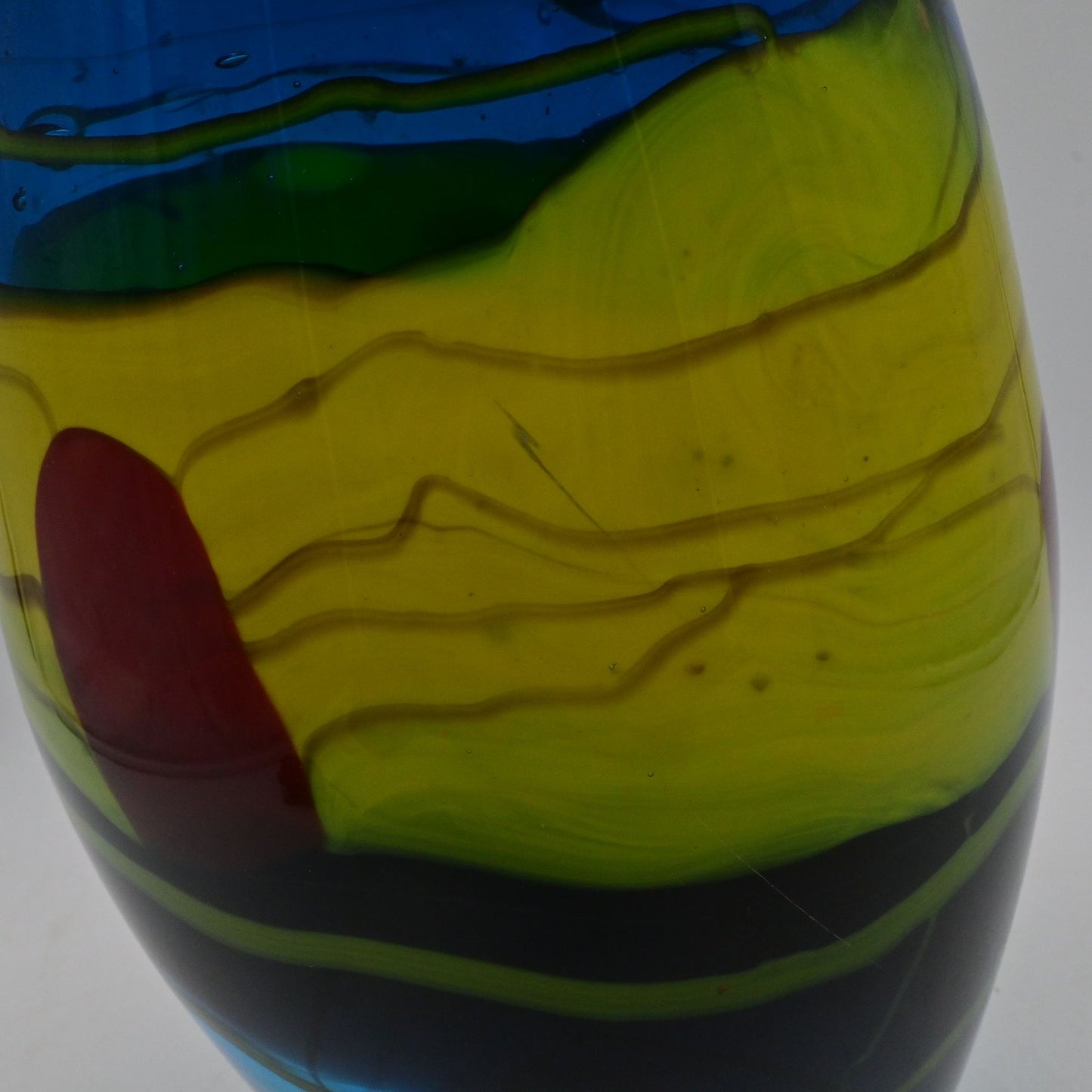 Handblown Glass Vase With Multicolor Swirl Design