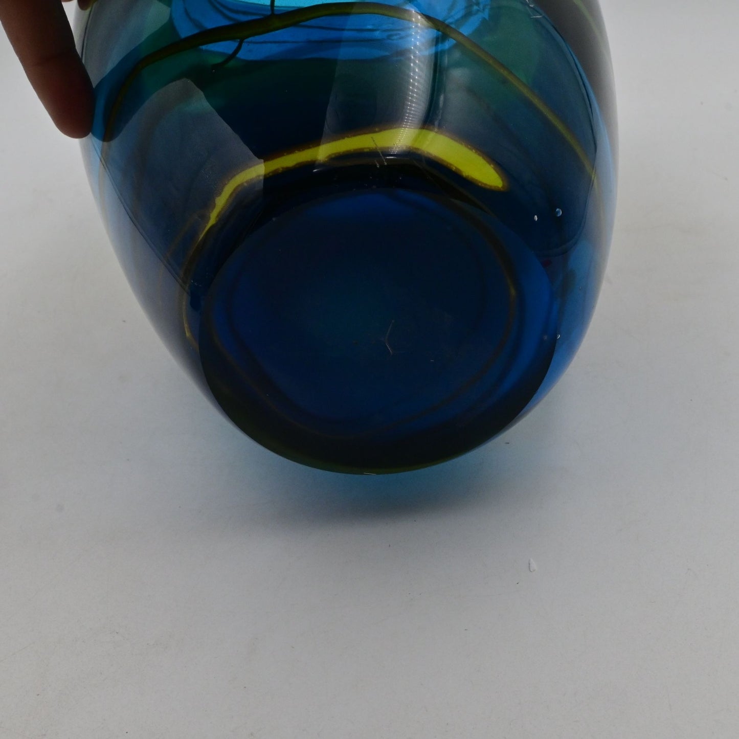 Handblown Glass Vase With Multicolor Swirl Design