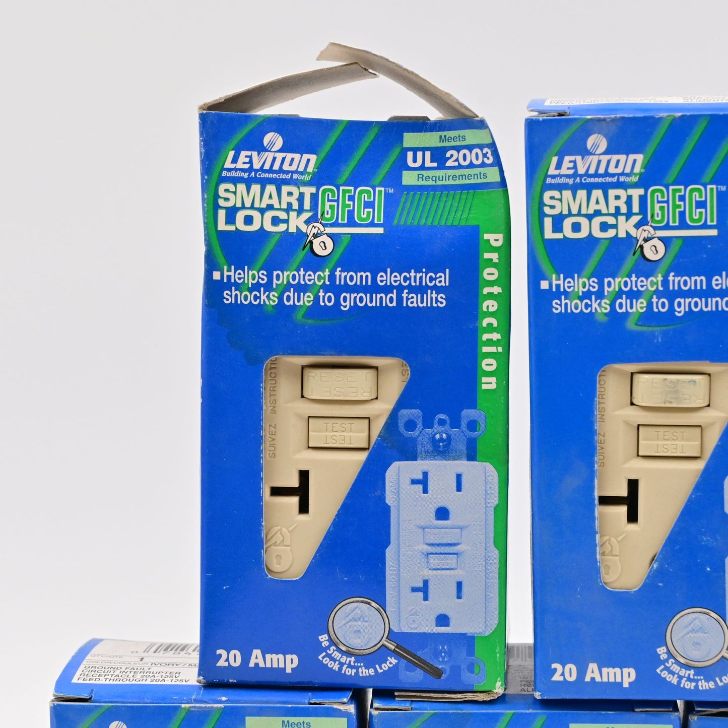 Leviton 20A /20 Amp 125V Smart Lock GFCI Receptacle Ivory Lot Of 5