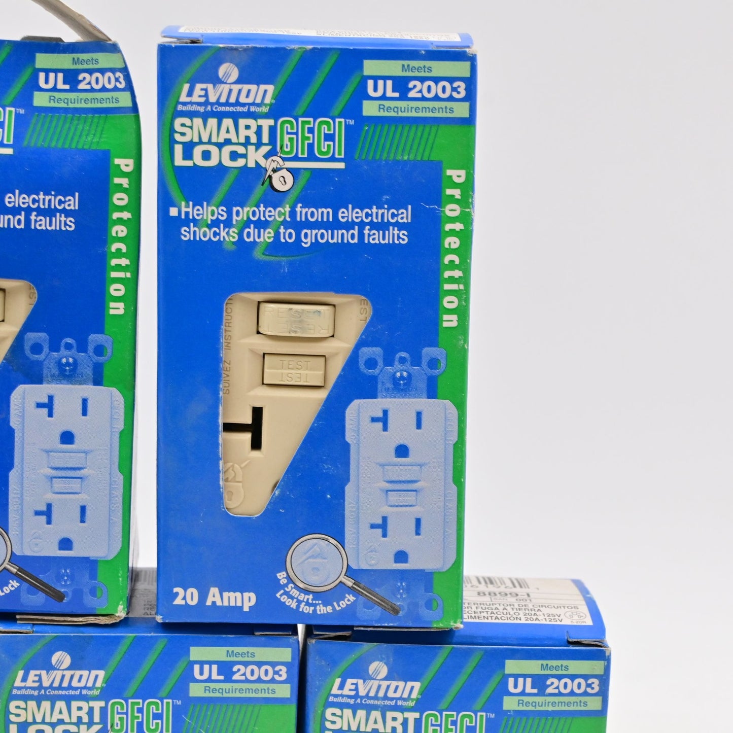 Leviton 20A /20 Amp 125V Smart Lock GFCI Receptacle Ivory Lot Of 5