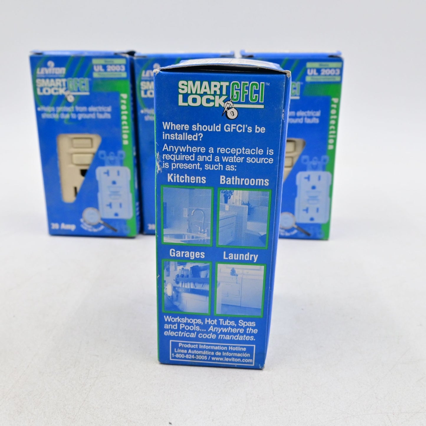 Leviton 20A /20 Amp 125V Smart Lock GFCI Receptacle Ivory Lot Of 5