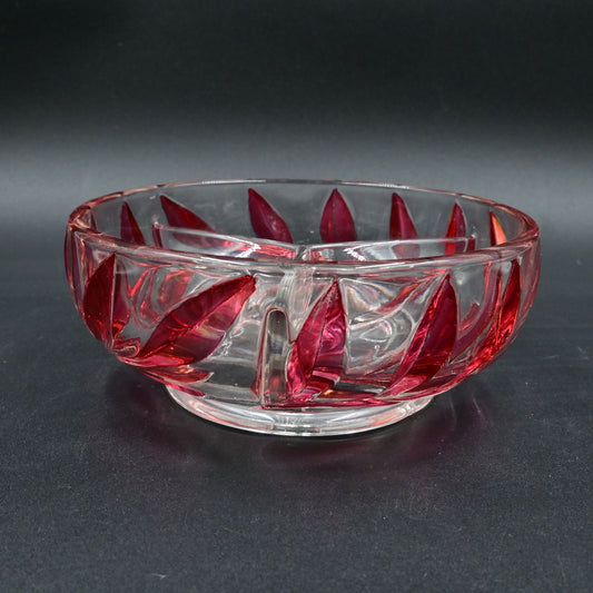 Vintage Indiana Glass Willow Oleander Red Candy Dish