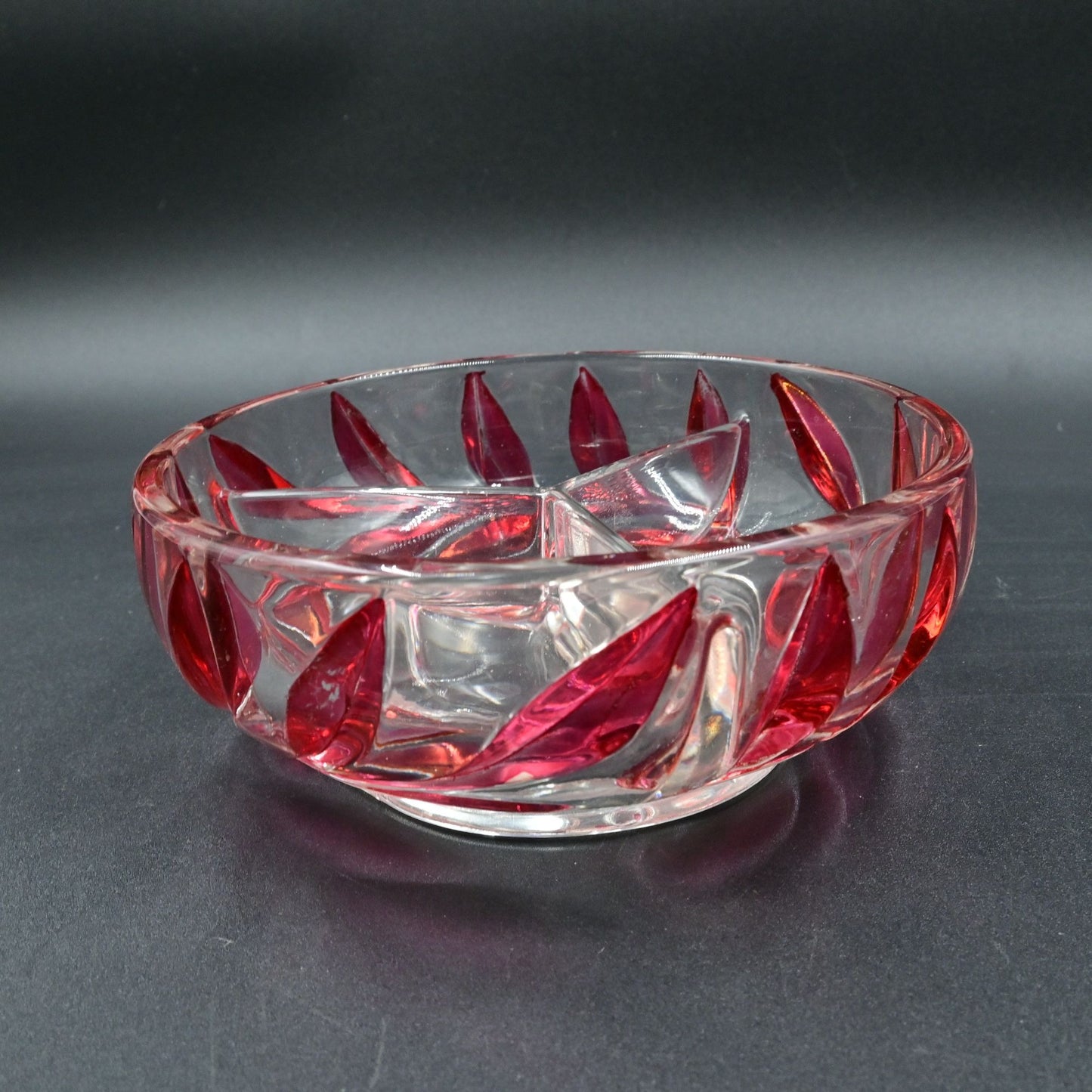 Vintage Indiana Glass Willow Oleander Red Candy Dish
