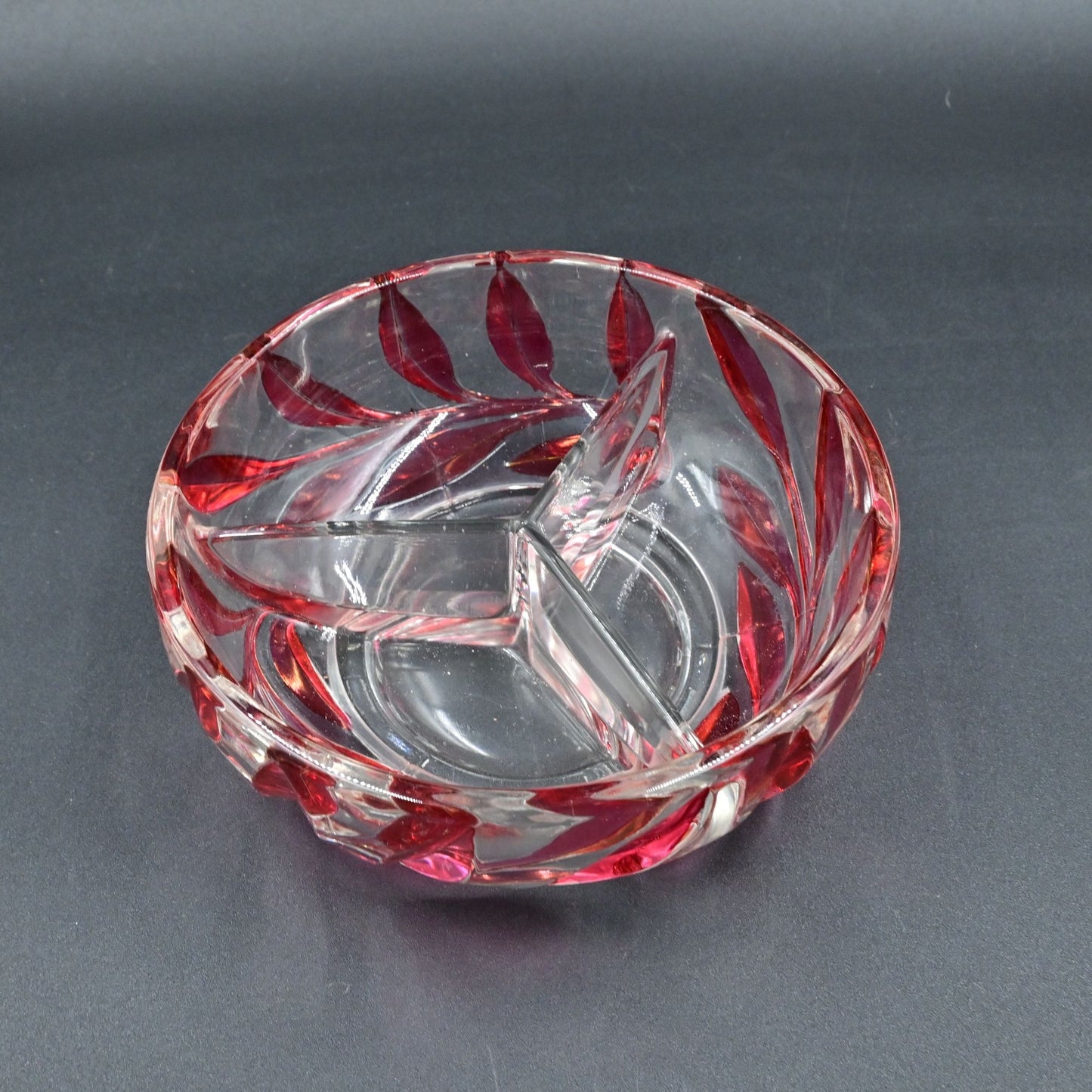 Vintage Indiana Glass Willow Oleander Red Candy Dish