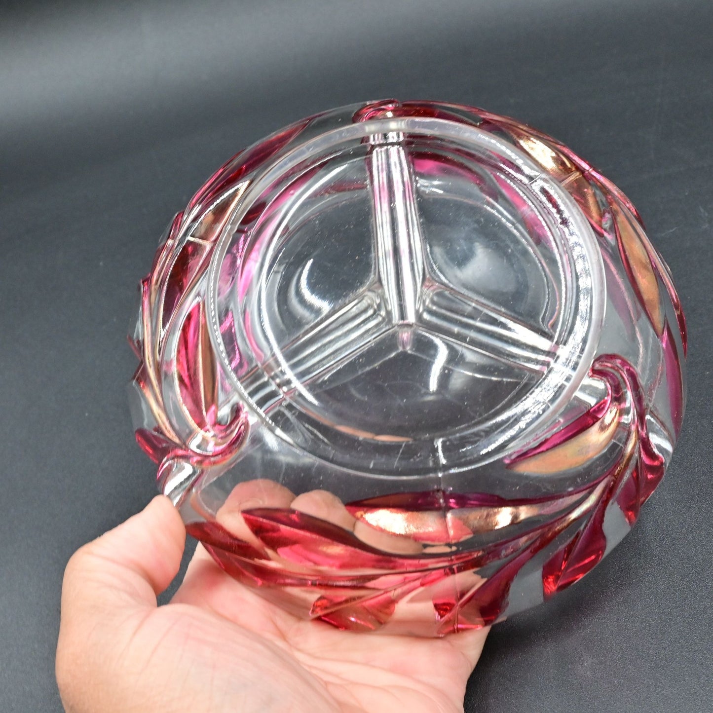 Vintage Indiana Glass Willow Oleander Red Candy Dish