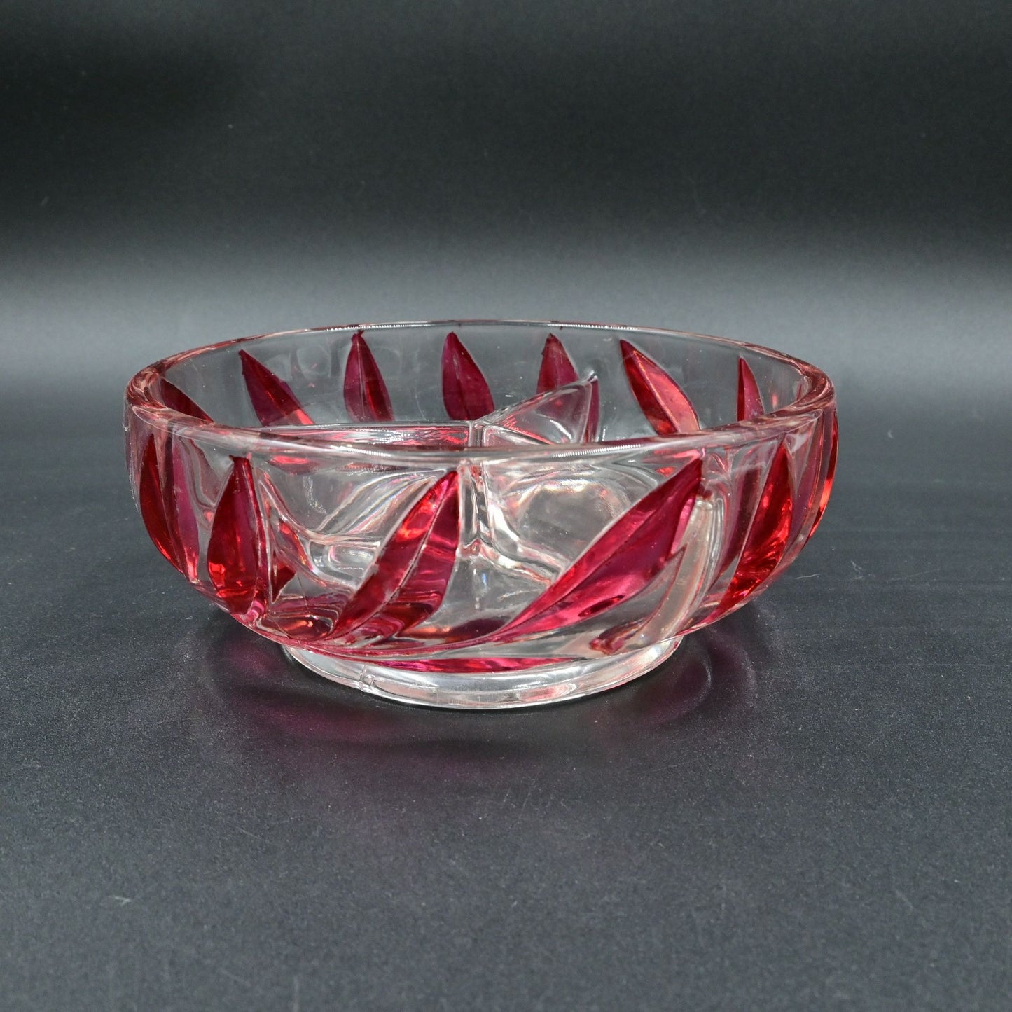 Vintage Indiana Glass Willow Oleander Red Candy Dish