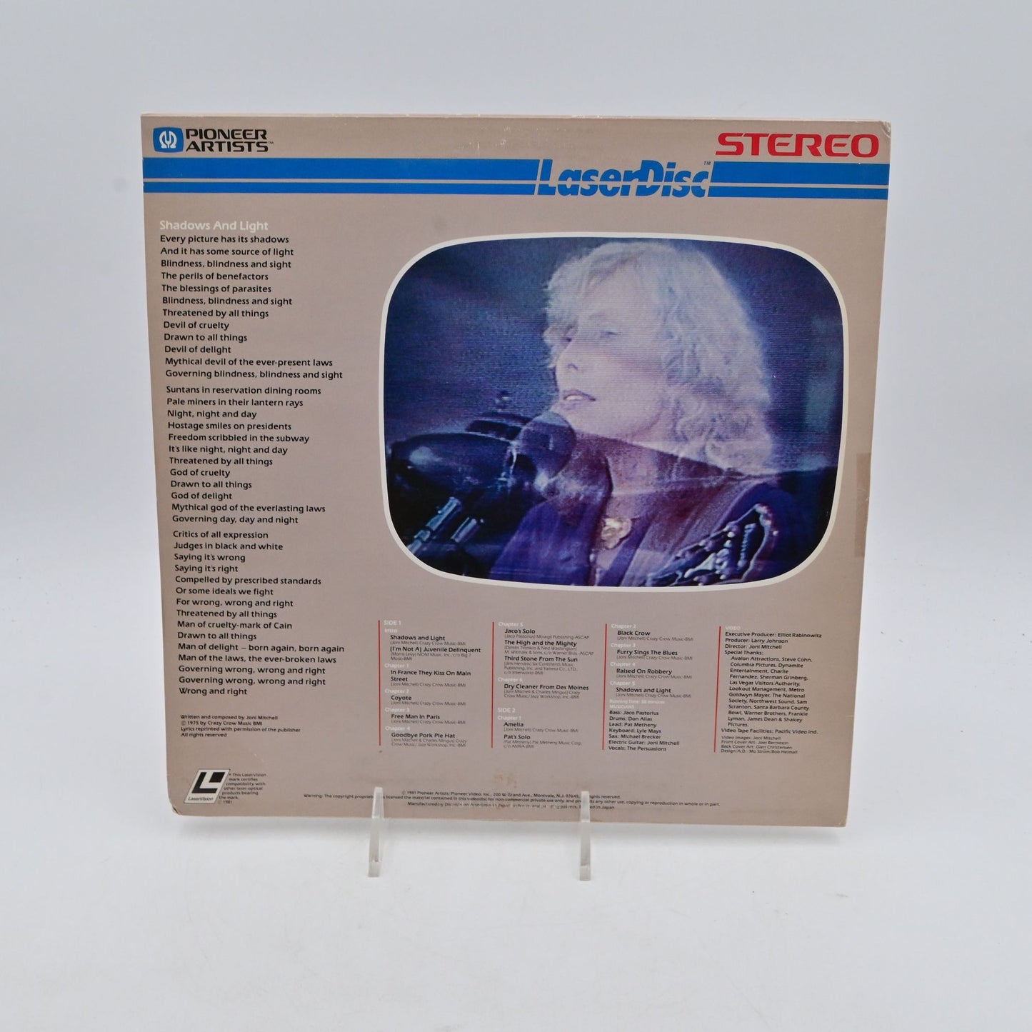 Vintage 1980 Joni Mitchell Shadows And Light Laserdisc Stereo Pioneer Artists