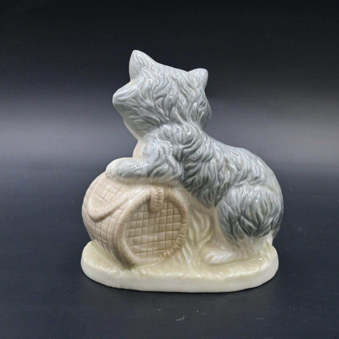 Artmark Kitten Cat W/ Mice And Basket Figure - Vintage