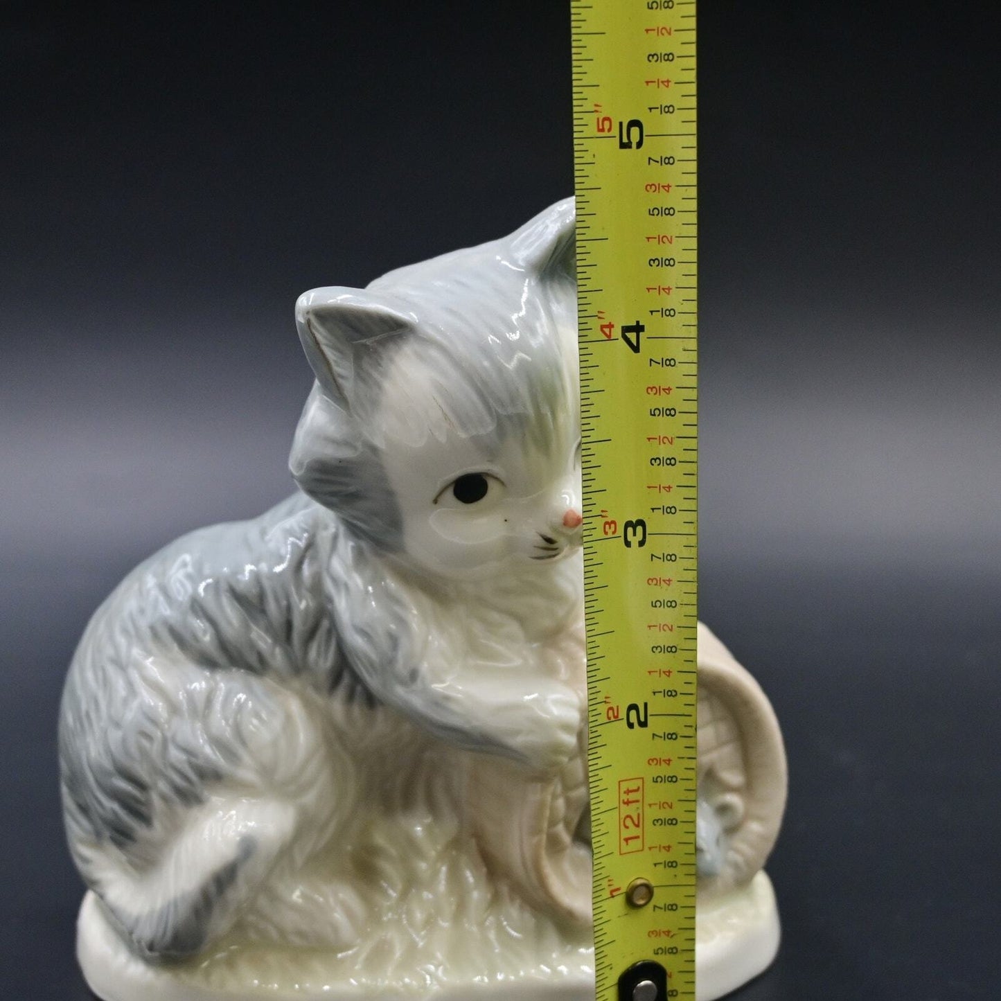 Artmark Kitten Cat W/ Mice And Basket Figure - Vintage