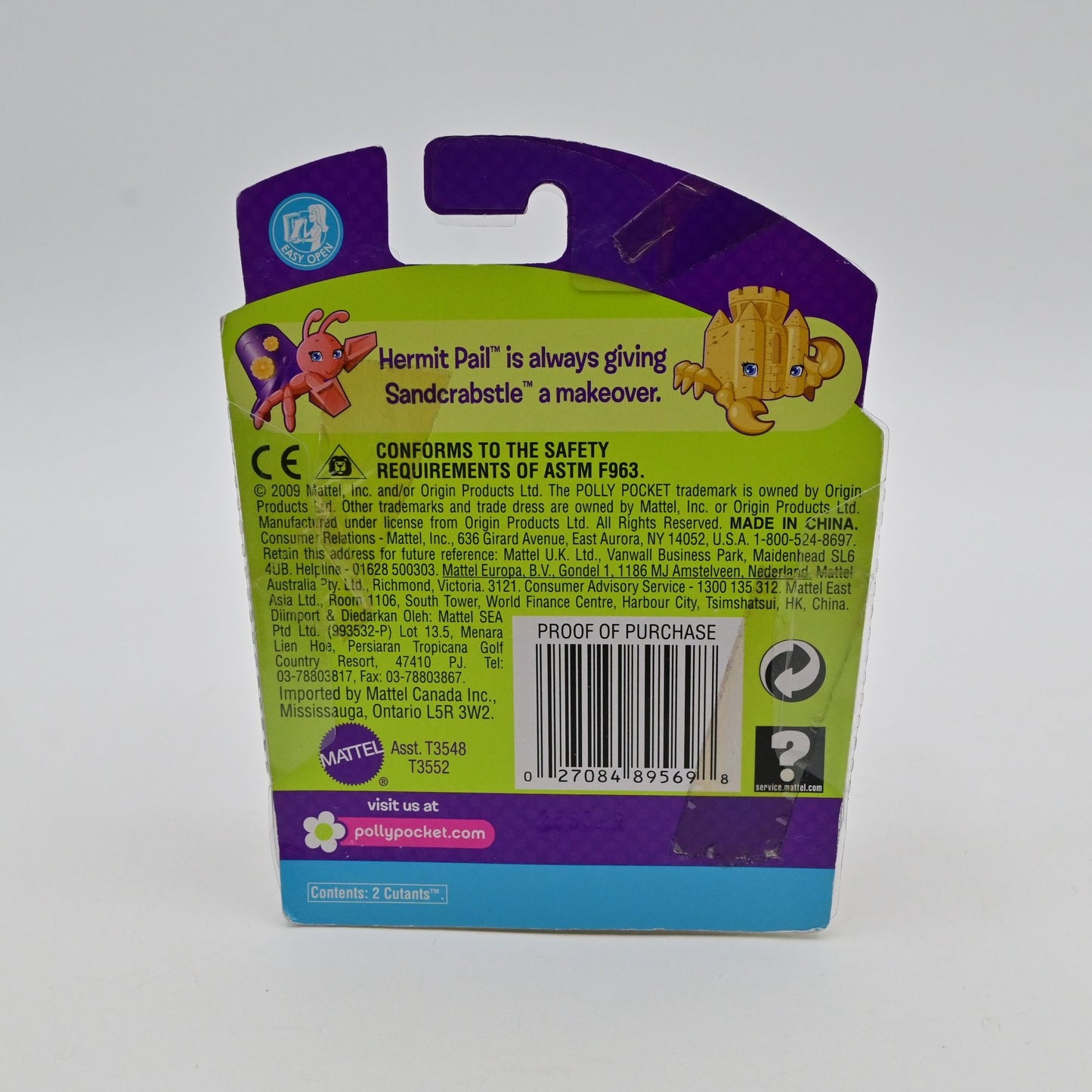 Polly Pocket Hermit Pail & Sandcrabstle Color Change Figures