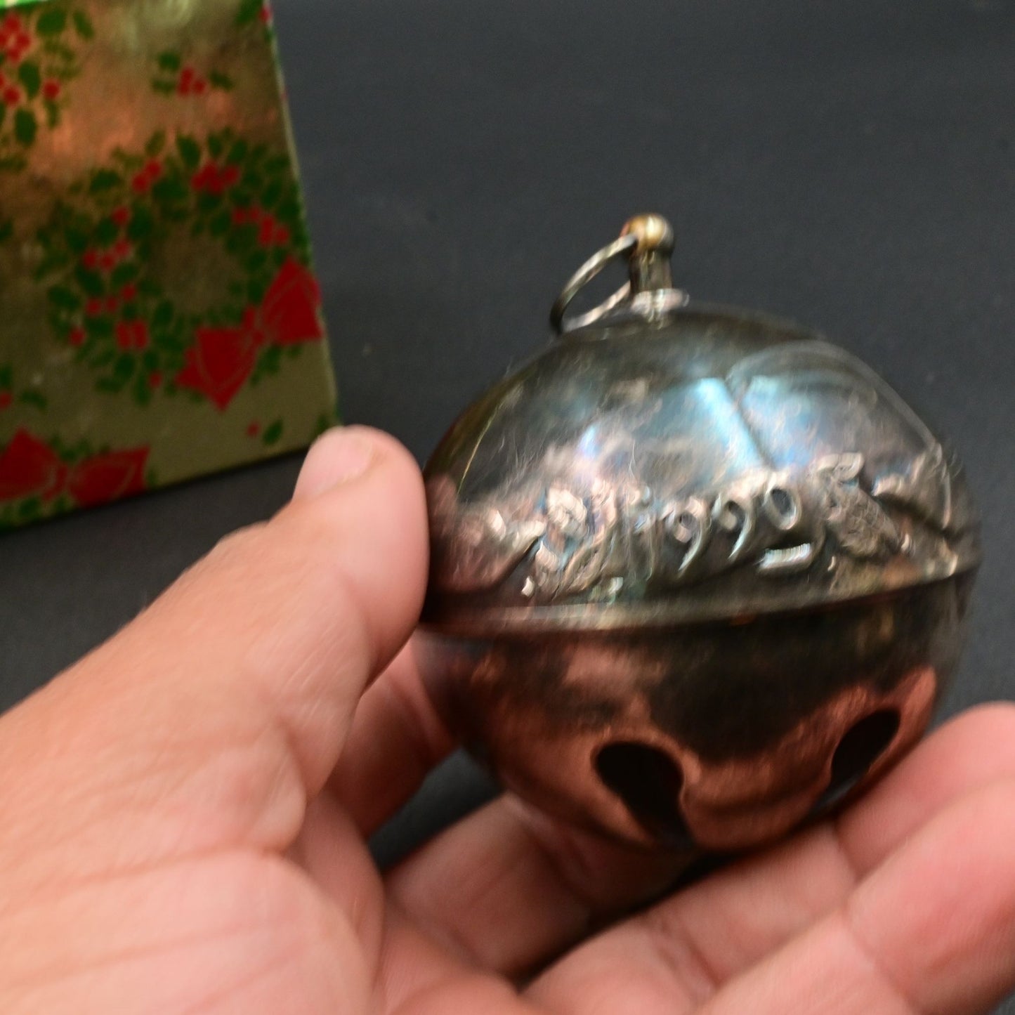 Vintage 1990 Wallace Silver Plated Sleigh Bell Ornament With Box