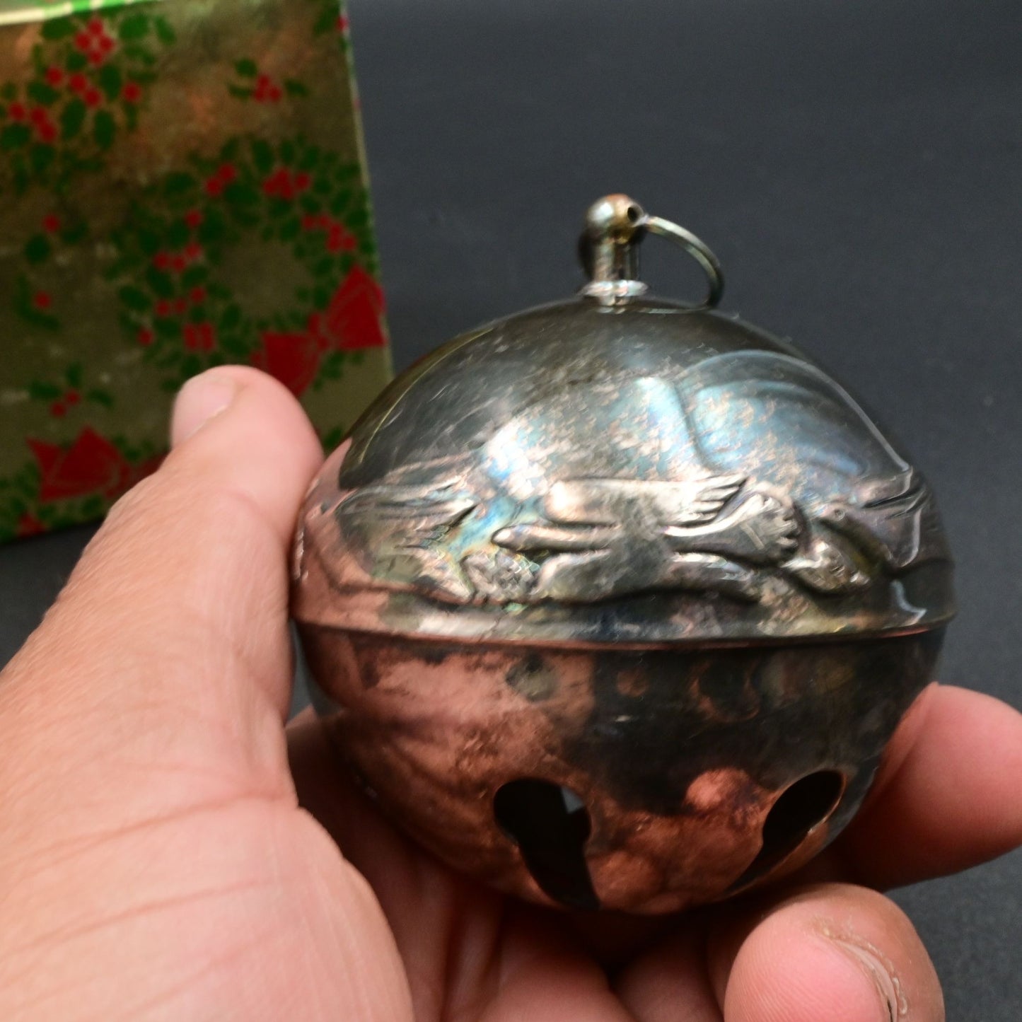 Vintage 1990 Wallace Silver Plated Sleigh Bell Ornament With Box