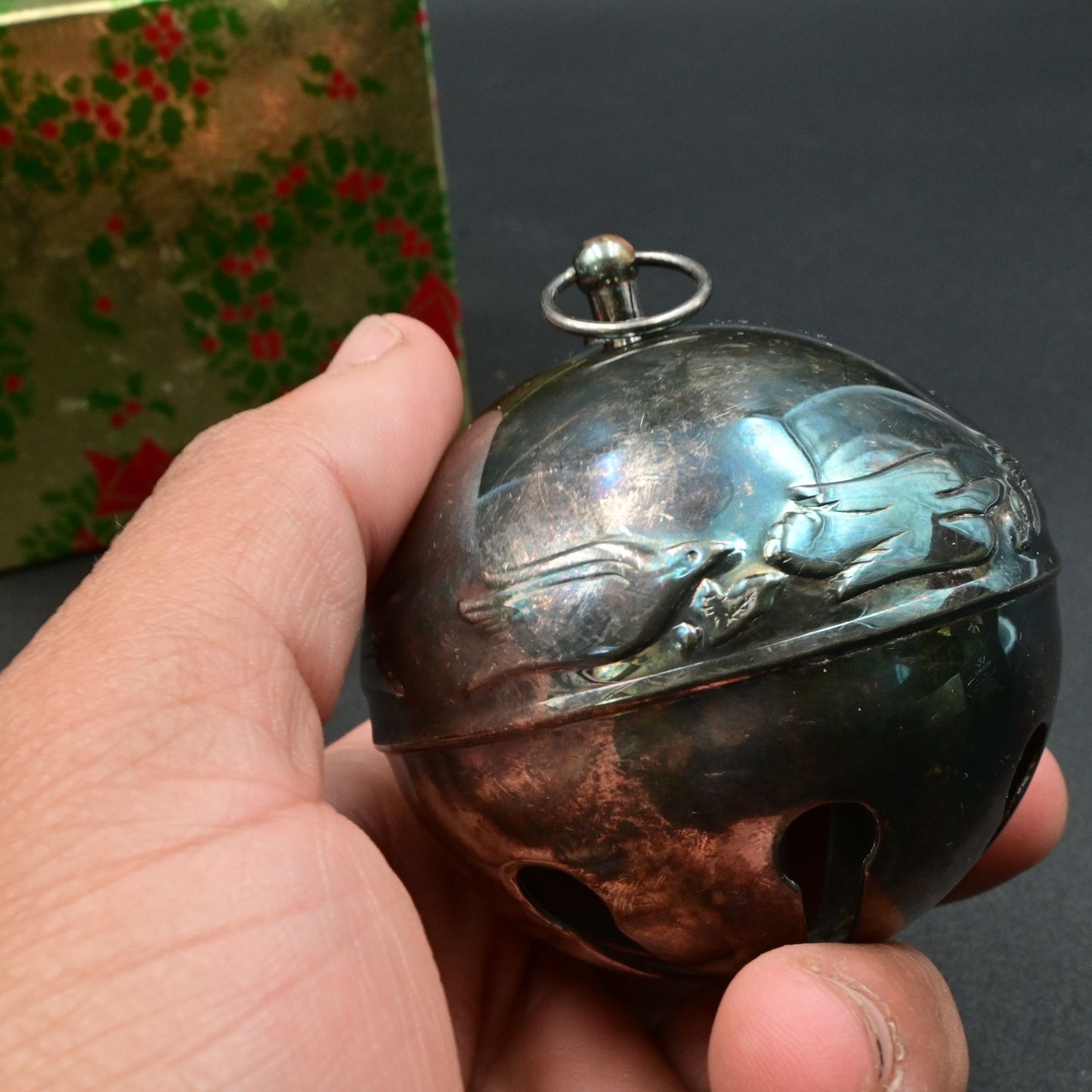 Vintage 1990 Wallace Silver Plated Sleigh Bell Ornament With Box
