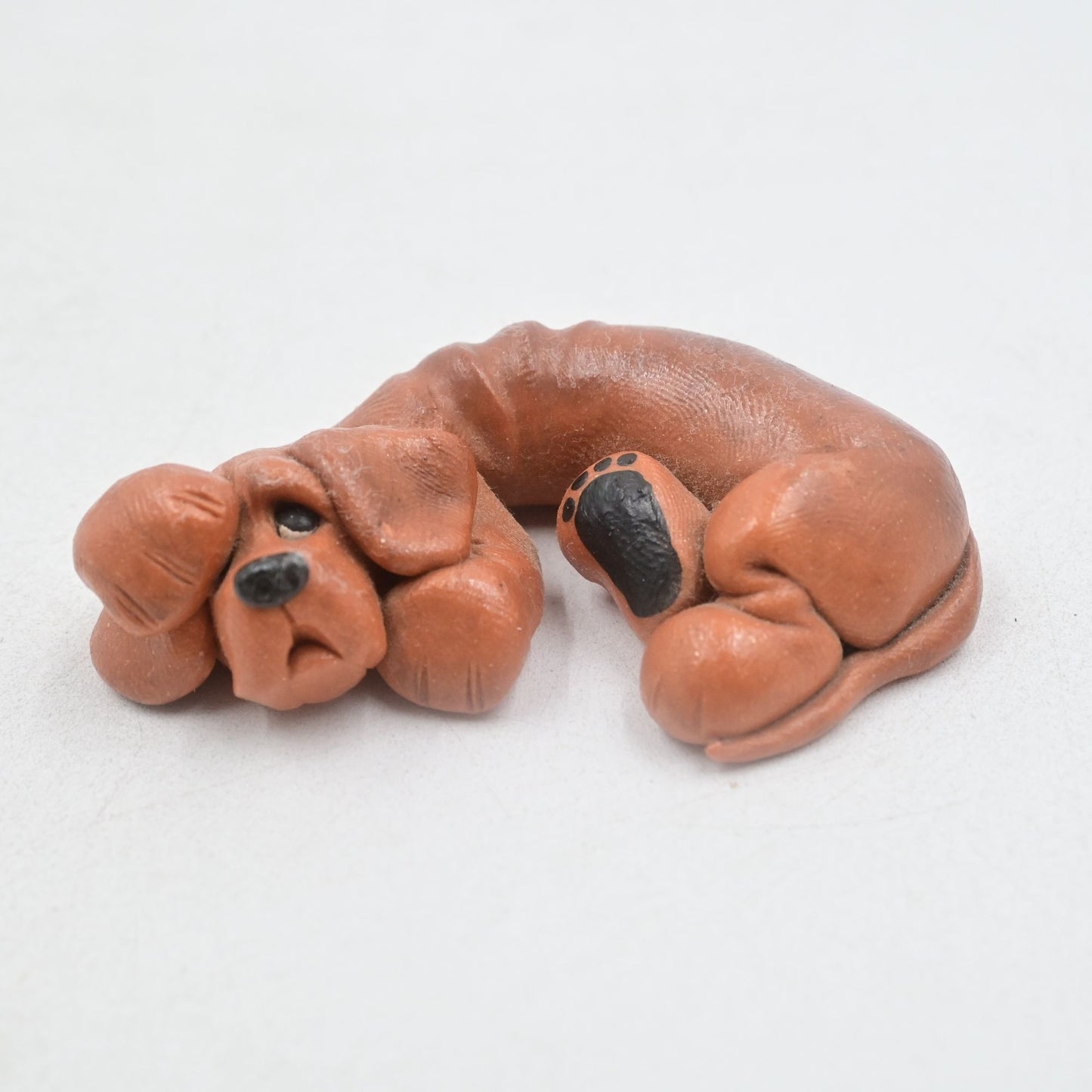 Linda Renner Sleeping Beagle Clay Figure