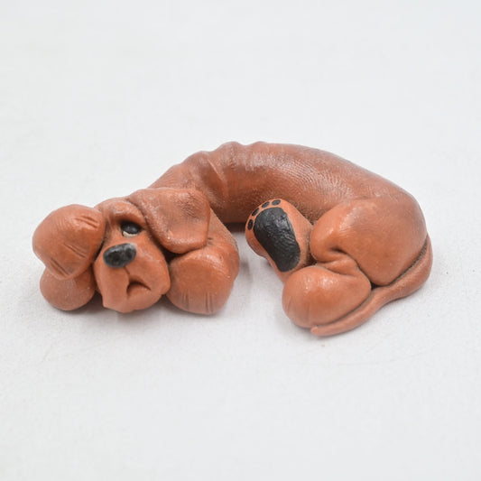 Linda Renner Sleeping Beagle Clay Figure