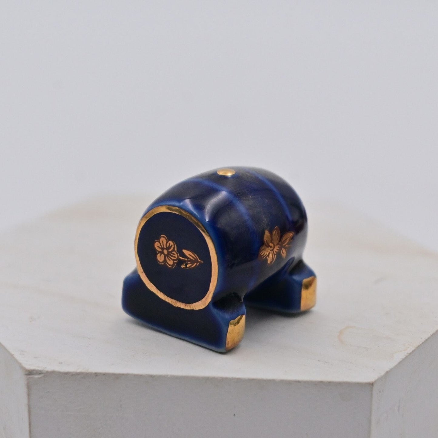 Vintage Limoges Cobalt Blue Beer Keg Miniature Figure