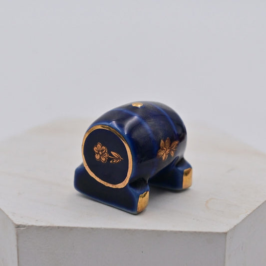Vintage Limoges Cobalt Blue Beer Keg Miniature Figure