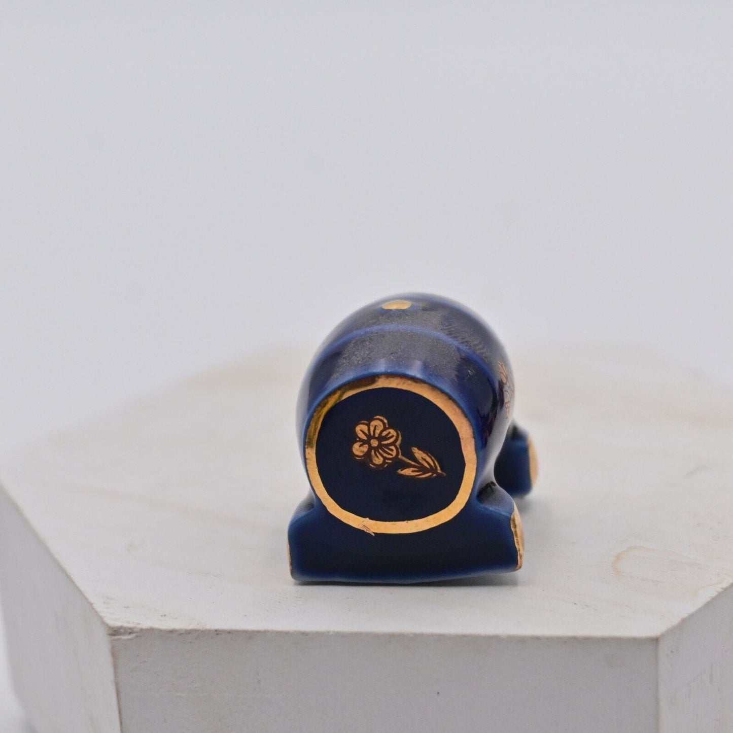 Vintage Limoges Cobalt Blue Beer Keg Miniature Figure