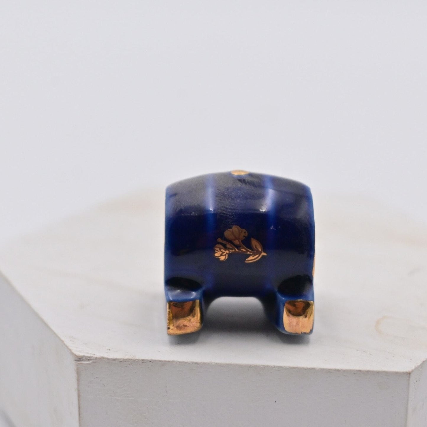 Vintage Limoges Cobalt Blue Beer Keg Miniature Figure