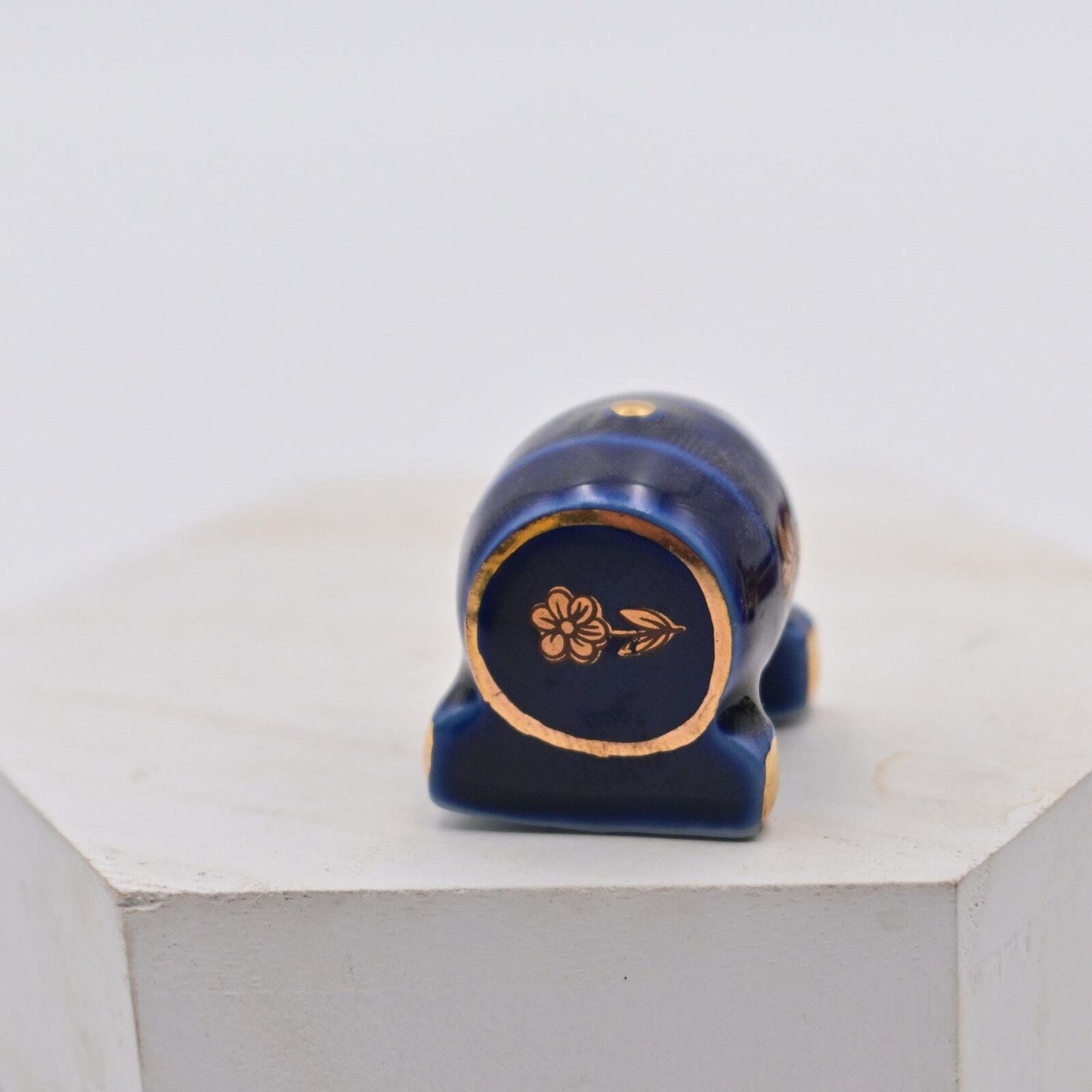 Vintage Limoges Cobalt Blue Beer Keg Miniature Figure