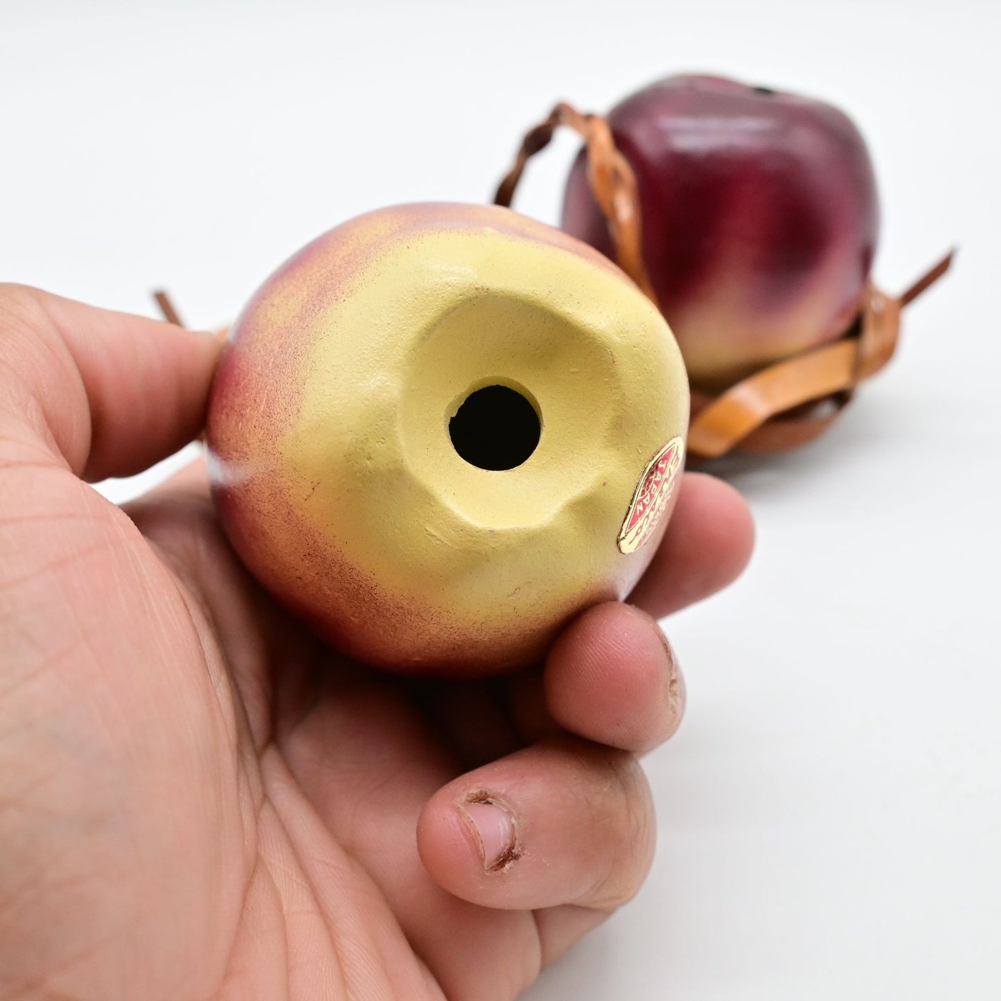 Vintage Enesco Apple Salt & Pepper Shakers With Woven Basket