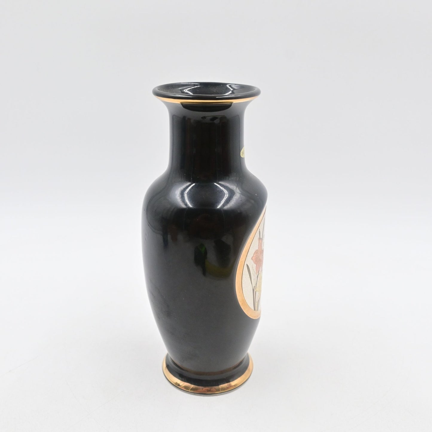 The Art Of Chokin Vase W/ Multi-Colored Hummingbird Engraving - 24K Gold Edged