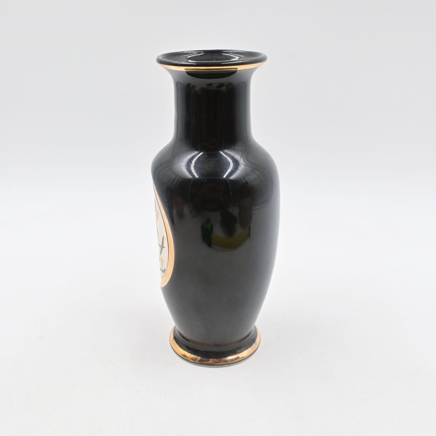 The Art Of Chokin Vase W/ Multi-Colored Hummingbird Engraving - 24K Gold Edged