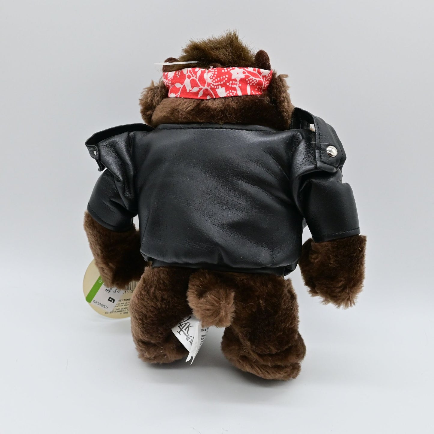 Vintage 1993 Looney Tunes Tasmanian Devil Plush Toy With Black Leather Jacket
