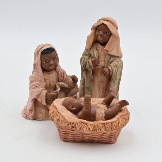 Vintage 1992 M. Holcombe African American Nativity Figurine Set