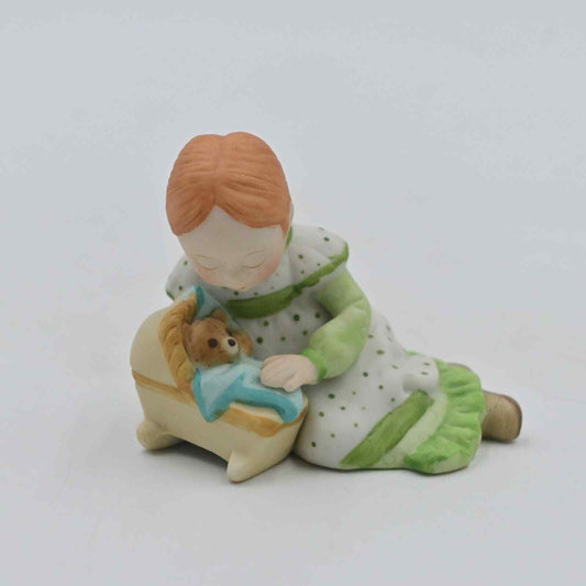 Vintage Holly Hobbie Girl With Teddy Bear Figure