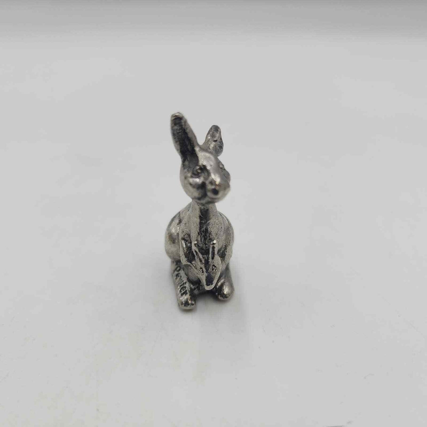 Pewter Kangaroo with Baby Joey Miniature Figurine 1.75" Vintage Marked