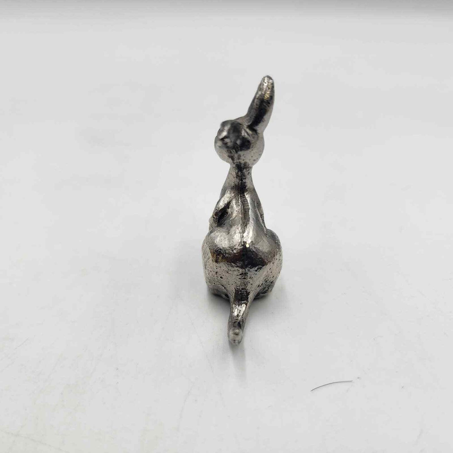 Pewter Kangaroo with Baby Joey Miniature Figurine 1.75" Vintage Marked