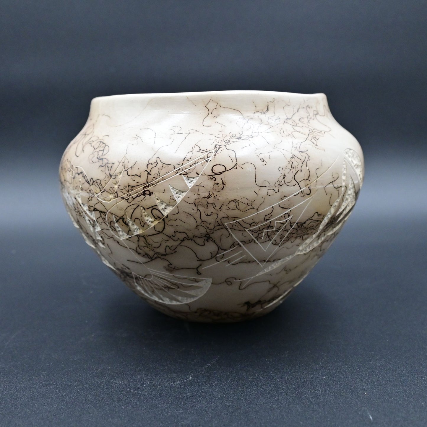 Navajo Tom Vail Horsehair Art Pottery Vase Handmade Signed 5.5"